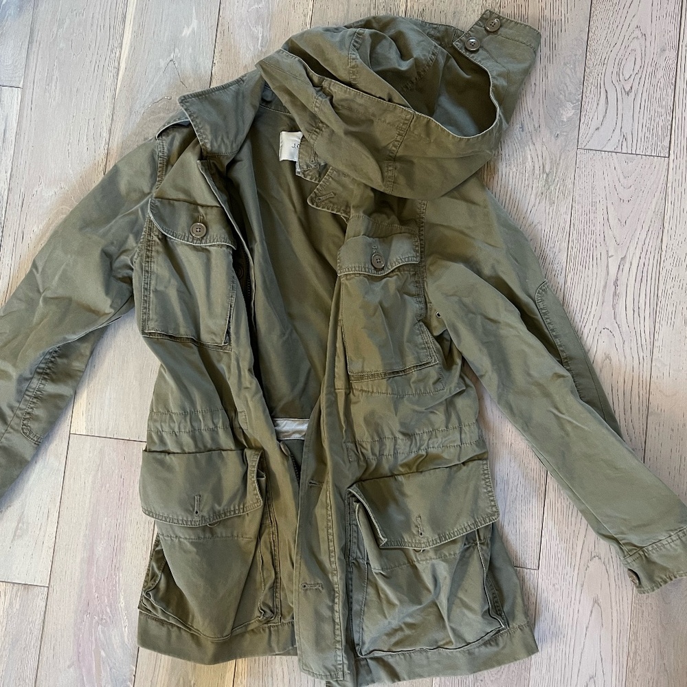 J. Crew Army Green Utility Hooded Military Jacket